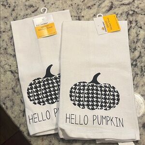 Celebrate It White and Black Pumpkin Towels
